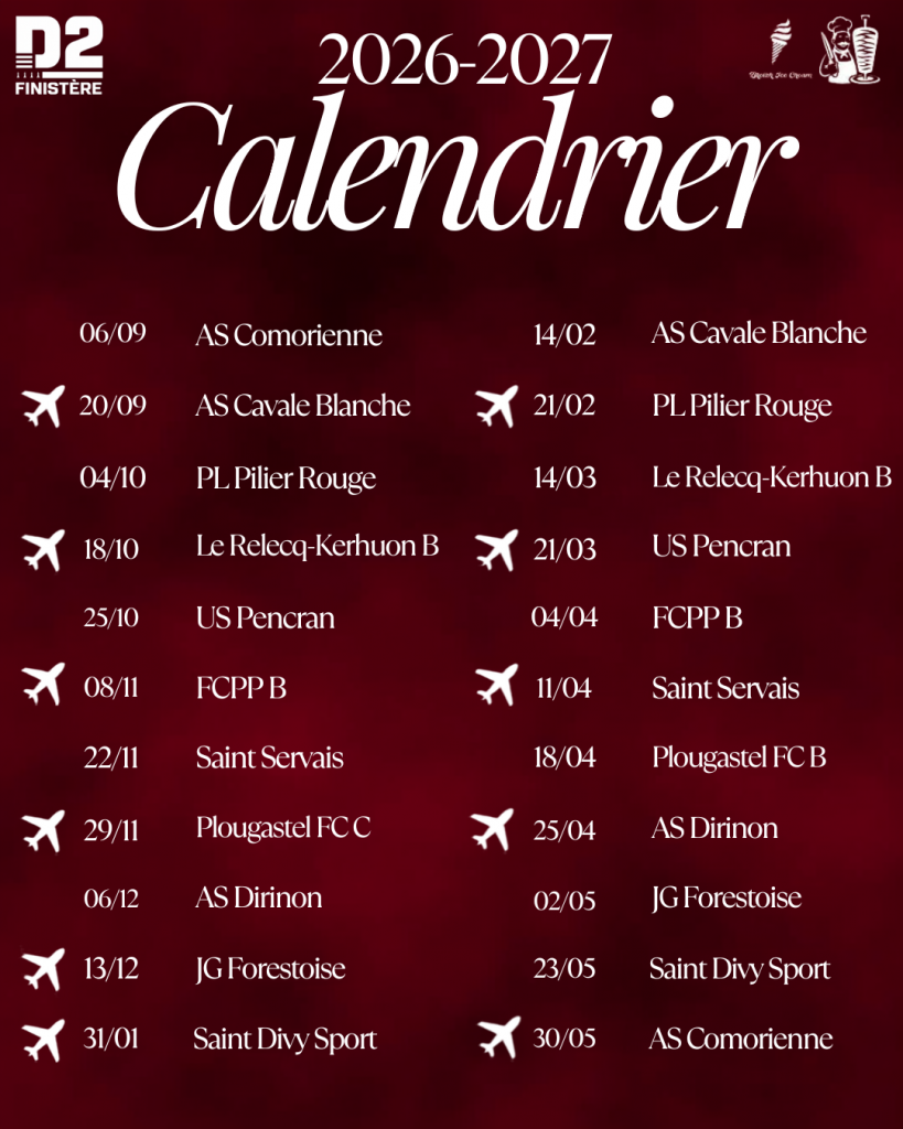 Le calendrier de la D2 a été dévoilé par le district du Finistère
